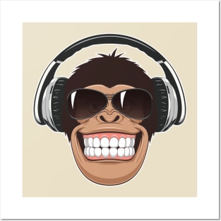 Gorilla in Headphones Posters and Art